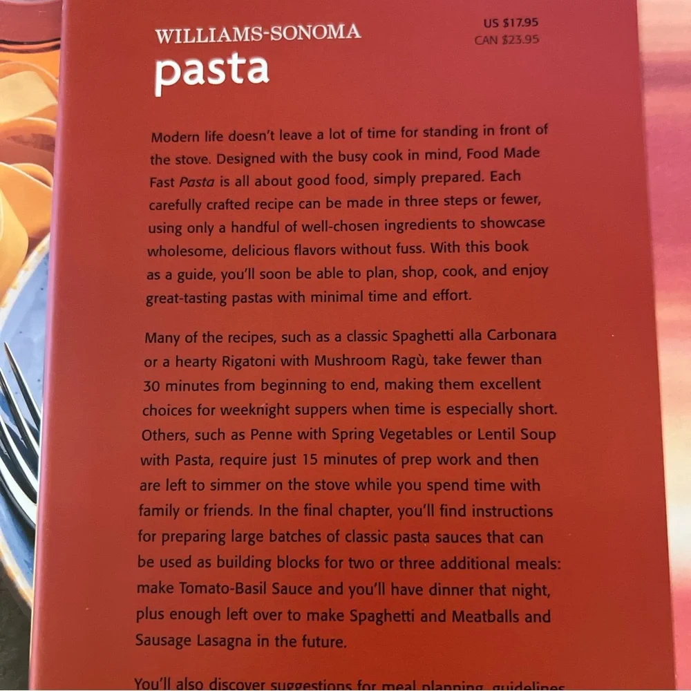 Williams-Sonoma Lot 4 HC Cookbooks Pasta; Sauces; First Courses, Mediterranean